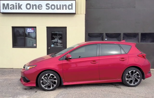 Toyota Corolla iM 2017 with professional window tint in North Bay